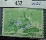 RW24 $2 U.S. Department of the Interior Migratory Bird Hunting Stamp, Signed.