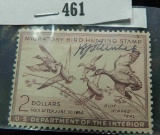 RW20 $2 U.S. Department of the Interior Migratory Bird Hunting Stamp, Signed.
