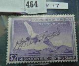 RW17 $2 U.S. Department of the Interior Migratory Bird Hunting Stamp, Signed.