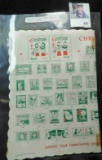 Christmas Seal Placemat with pictures of all the Seals from 1907-1960.