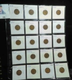 Partial Set of Lincoln Cents in a 20-pocket plastic page, dates 1918-1940.