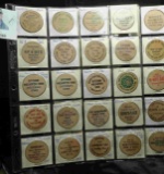 (40) various Wooden Nickels from Iowa in a pair of plastic pages. Includes Guttenberg, Clarion, Grin