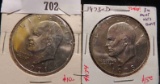 1971 D & 1973 D Gem BU Eisenhower Dollars with lovely toning.