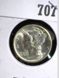 1937 P Mercury Dime, Brilliant Uncirculated. Split Bands.