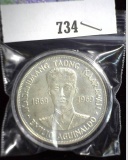 1969 Large Silver Peso from the Philippines. BU.