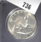 1960 P Franklin Half Dollar, BU. In Snaptight case.