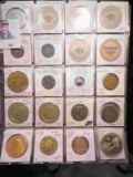 20-Pocket Plastic Page full of Medals, Tokens, and etc. All ready for the Coin show.