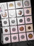 20-Pocket Plastic Page full of Medals, Tokens, and etc. All ready for the Coin show.