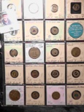20-Pocket Plastic Page full of Medals, Tokens, & Foreign Coins. All ready to attend the coin show.