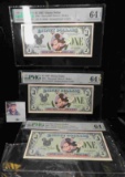 Three Consecutive number $1 1987 Disney Dollar slabbed indivdually by PMG as 