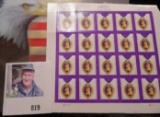 Mint Sheet of (20) Forever (.73c @) Purple Heart Award Stamps. ($14.60 face value).