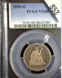 1856 New Orleans Type 2 No motto U.S. Seated Liberty Quarter, slabbed PCGS VG08. 2 exist in this gra