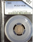 1832 Capped Bust Half Dime, PCGS VF30.