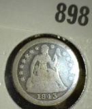1843 New Orleans U.S. Seated Liberty Dime, Good. Mtg. 150,000. A high book value piece.
