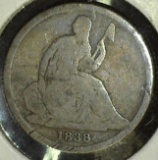 1838 O U.S. Seated Liberty Dime, Good. 406,034 mtg. Scarce two year type coin.