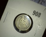 1854 New Orleans Mint U.S. Seated Liberty Dime, Fine.