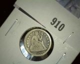 1849 P U.S. Seated Liberty Dime, VG. Year of the California Gold Rush makes this a historical coin t