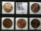 (5) different One Ounce Copper Medallions, all Brilliant Uncirculated.
