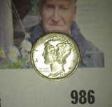 1943 S Mercury Dime, Brilliant Uncirculated. FSB.