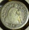 1845 Type 3, Stars obverse U.S. Seated Liberty Dime, Good.