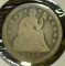 1848 Type 3, Stars obverse U.S. Seated Liberty Dime, Good.