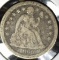 1860 S Type 3, Stars obverse U.S. Seated Liberty Dime, VG, Mtg. 140,000.