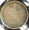 1877 S Type 5, Legend obverse, U.S. Seated Liberty Dime, VG.