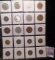 20-pocket plastic page full of mostly foreign coins.