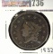 1832  N-2 Large Cent, Fine.