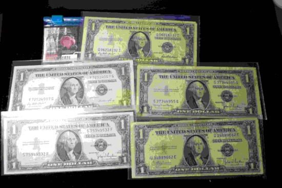 Series 1935C, (2) 35D, (1) 35E, & (1) 35F One Dollar Silver Certificates. (5 pcs.).