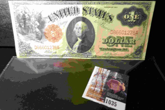 Series 1917 One Dollar George Washington Legal Tender "Horse Blanket" Note. High grade. Signed Ellio