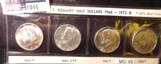 1964 P & D, 65 P, & 66 P Gem BU Silver Kennedy Half Dollars.