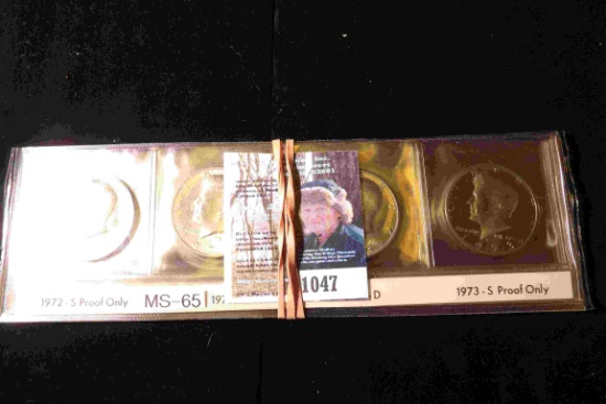 1971 D BU, 71 S Proof, 72 P & D BU, 72 S & 73 S Proof, & 1973 P & D BU Kennedy Half Dollars.