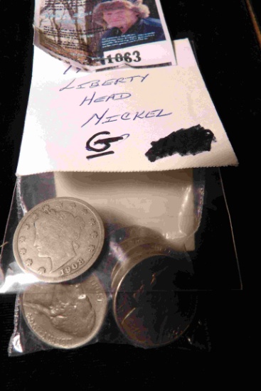 1908 Liberty Nickel & (11) Jefferson Nickels dating 1962 or 1964.