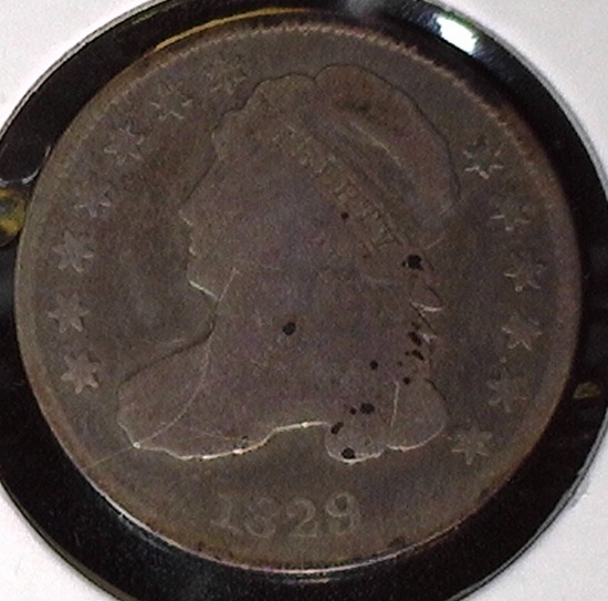 1829  U.S. Capped Bust Dime, Medium variety, Full Liberty, Fine.