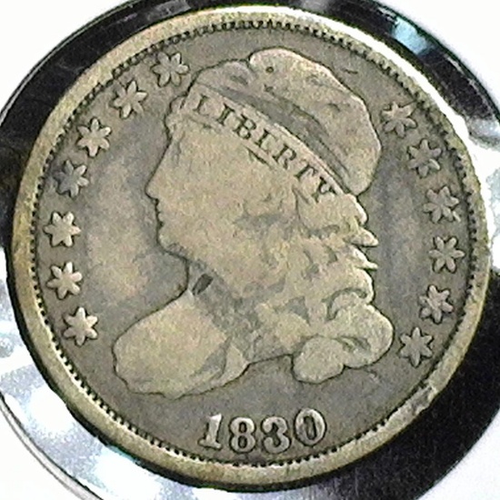 1830 U.S. Capped Bust Dime, Small Variety, Full Liberty.