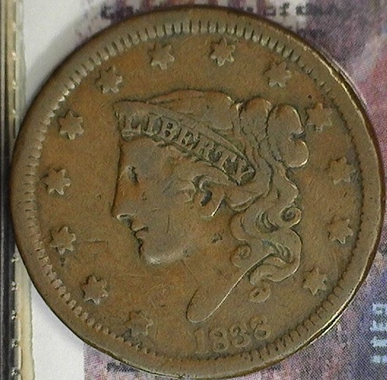1838 U.S. Large Cent, Fine.