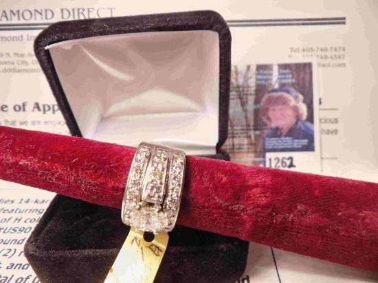 Ladies 14-Karat white gold diamond engagement & wedding ring set