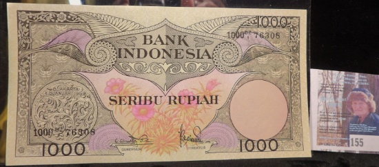 1959 Bank Indonesia, Seribu Rupiah, 1000 Rupiah, Pick # 71, Uncirculated.