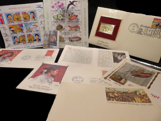 Group of Cachets & Souvenir Sheets of Stamps.
