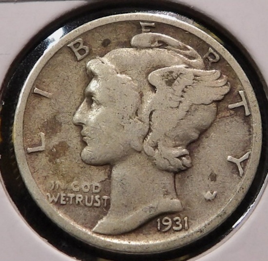 1931 D Mercury Dime, F-15. Better date.