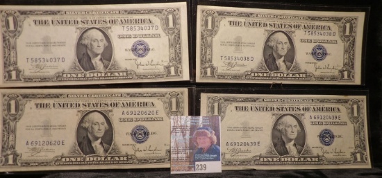 (4) High grade Series 1935 C $1 Silver Certificates in plastIc sleeves.