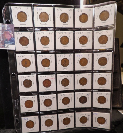 Partial Set of Lincoln Cents in a Plastic Page dating from 1909-41. (30 pcs.)