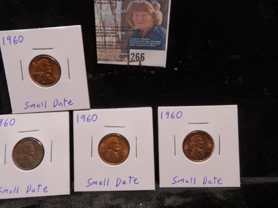 (4) 1960 P Small date Lincoln Cents.