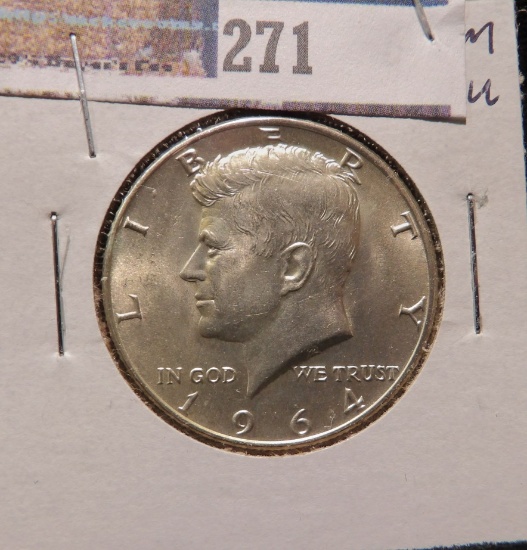 1964 D Gem BU Silver Kennedy Half Dollar.