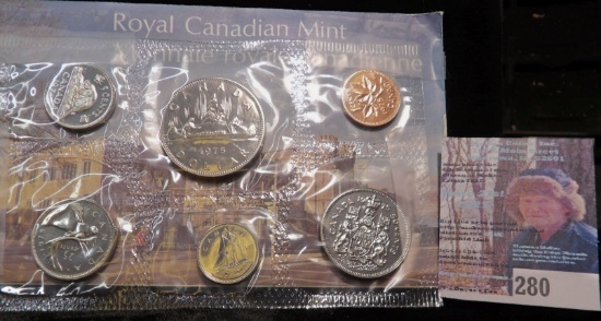1975 Canada Uncirculated Set in original government issued cellophane and envelope. Cent to Dollar c