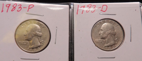 1983 P & D Washington Quarters, hard to find because no Mint Sets were issued.