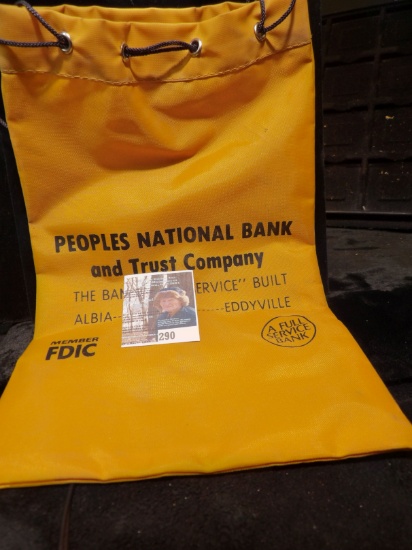 Drawstring Money Bag from "Peoples National Bank and Trust Company The Bank That "Service" Built Alb