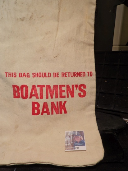 Canvas Money Bag "This Bag Should Be Returned To Boatmen's Bank".
