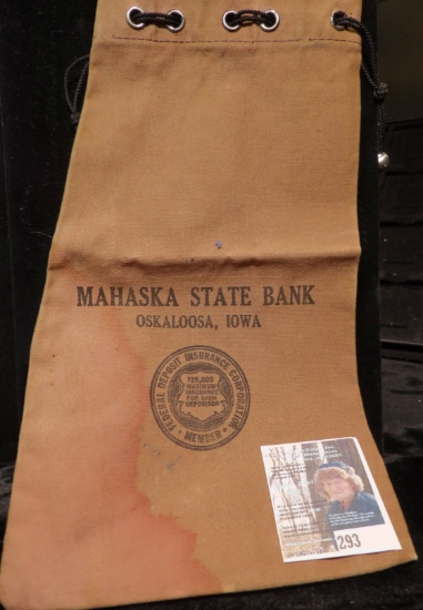 Draw string Bank Bag "Mahaska State Bank Oskaloosa, Iowa".